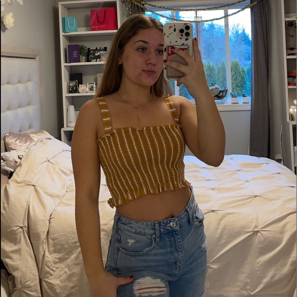 yellow striped tank top